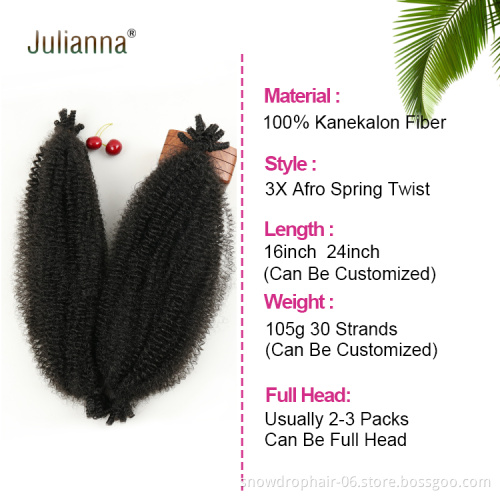 Fast Delivery 3X Afro Spring Twist Kinky Curl Attachments Crochet Ombre Wholesale Expression Synthetic Braiding Hair